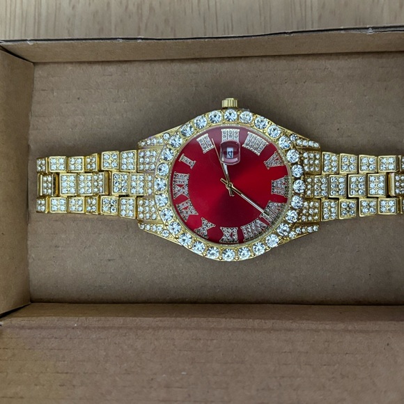 Men’s Luxury Rhinestone Watch Exquisite New - Picture 2 of 3